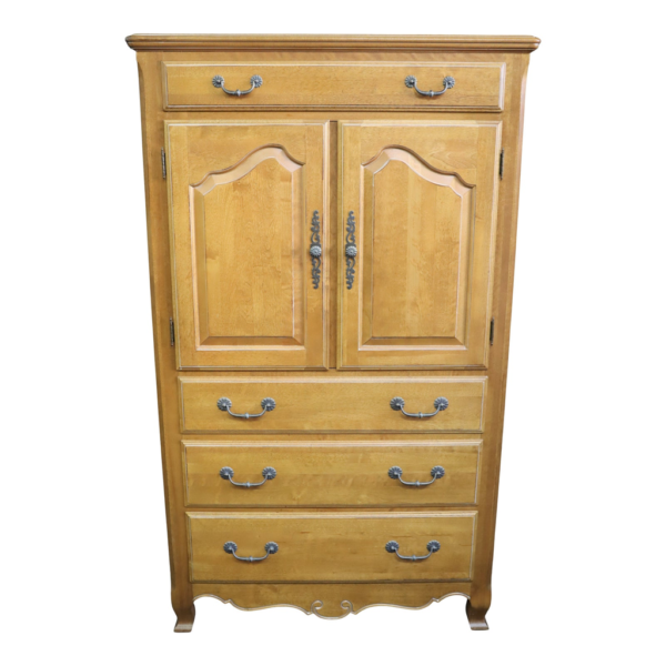 Beige Wood Wardrobe with Drawers and Doors