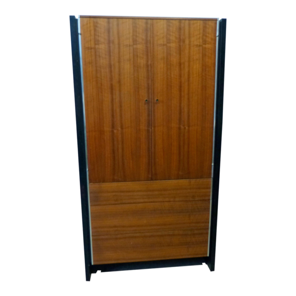 Brown Wood Wardrobe with Drawers