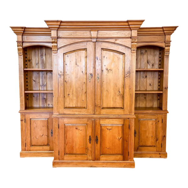 Classic wooden wardrobe with bookcase