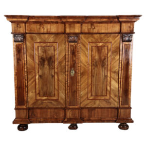 Classic brown wood wardrobe with intricate design