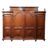 Classic Brown Wood Wardrobe with Ornate Carvings