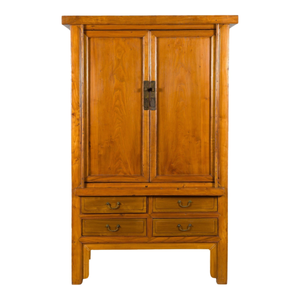 Brown wooden wardrobe with drawers, ideal for bedroom storage