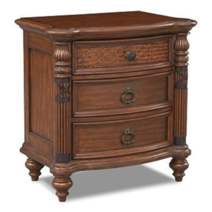 Victorian Brown Wood Nightstand with 3 Drawers