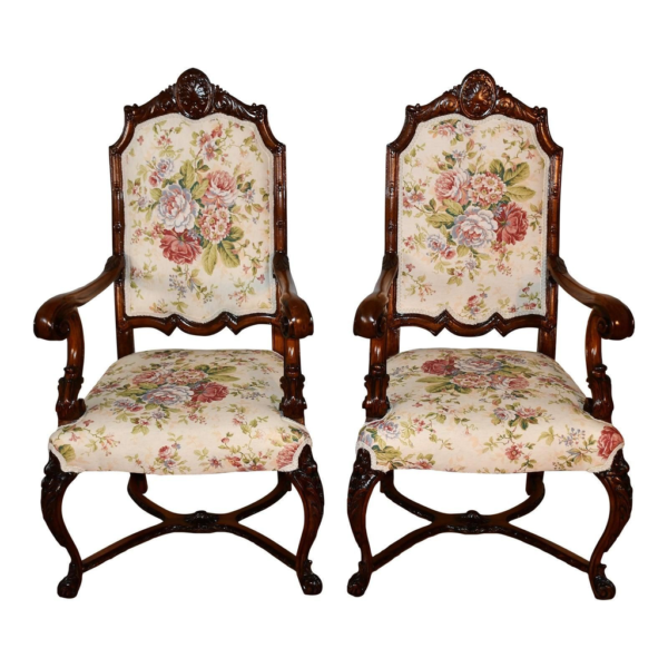 Victorian Era Dining Chair with Floral Upholstery