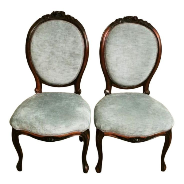Victorian Era Gray Velvet Dining Chair
