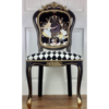 Victorian Era Whimsical Dining Chair Black Gold Wood Fabric