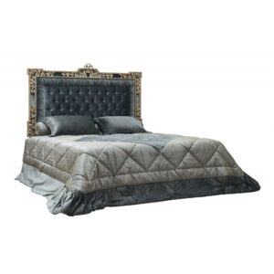 Mid-Century Modern Bed Frame with Upholstered Headboard and Wooden Legs