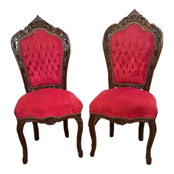 Victorian Red Velvet Dining Chairs