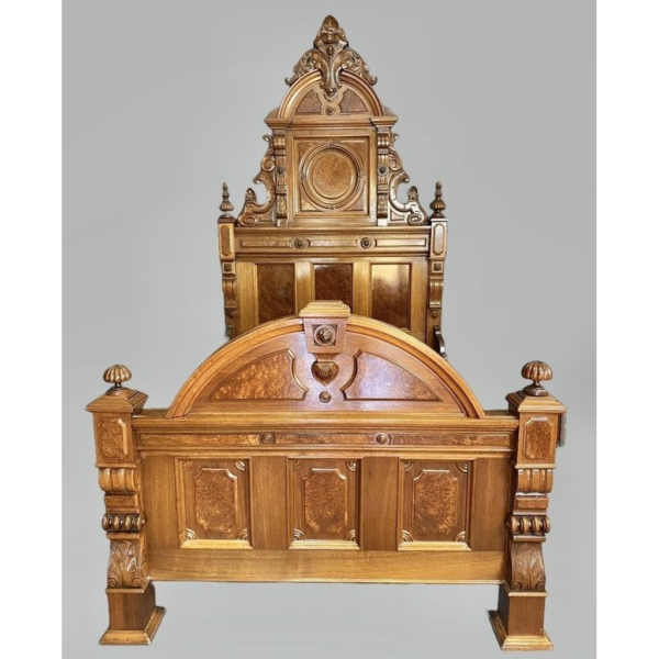 Victorian Style Bed Wood Carved Antique Design