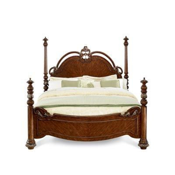 Victorian Style Bed with Intricate Wood Carvings