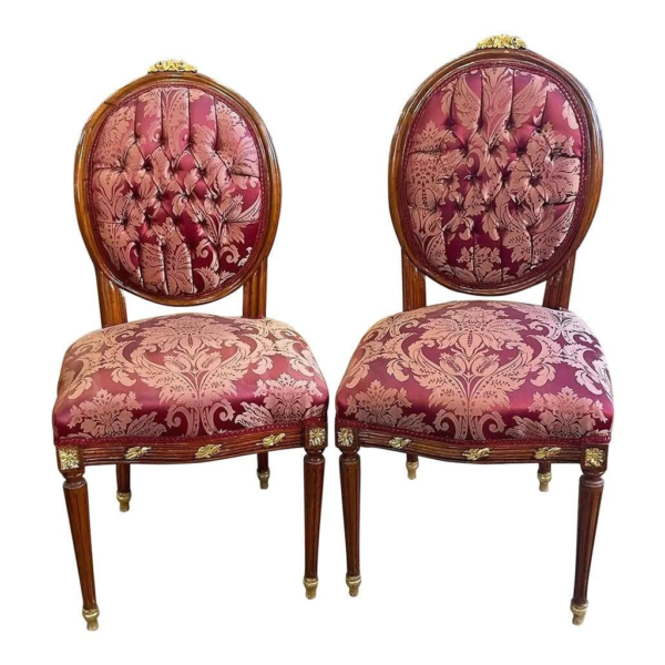 Victorian Style Burgundy Tufted Dining Chair