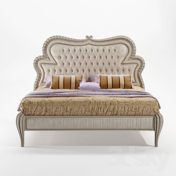 Victorian Style Cream Tufted Headboard Bed