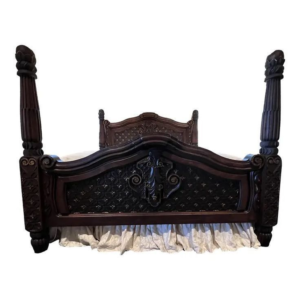 Victorian Style Dark Brown Wood Bed Frame