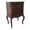 Victorian brown wood bedside table with black marble top