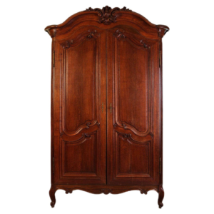 Vintage Wood Armoire with Carved Details