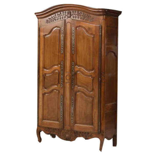 Vintage Carved Wood Armoire with Two Doors