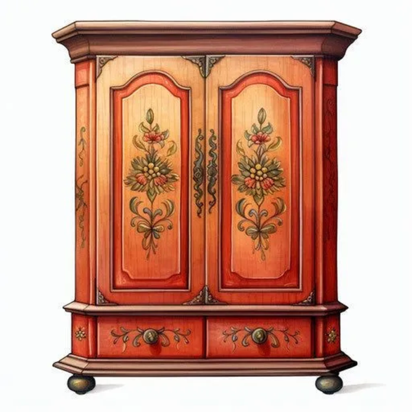 Vintage Armoire with Floral Carvings