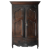Classic Dark Brown Wood Armoire with Intricate Carvings