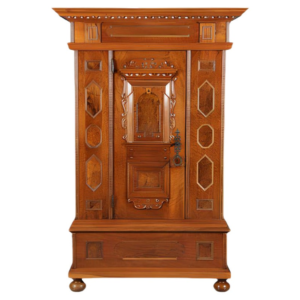 Vintage Brown Wooden Armoire with Carved Details