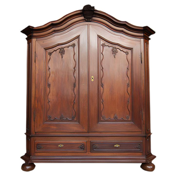 Vintage Mahogany Wood Carved Armoire