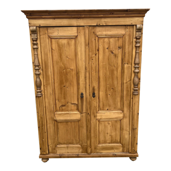 Vintage wooden wardrobe with two doors and rustic finish
