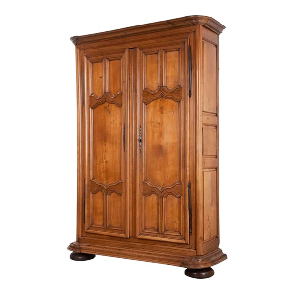 Vintage brown wood armoire with classic design