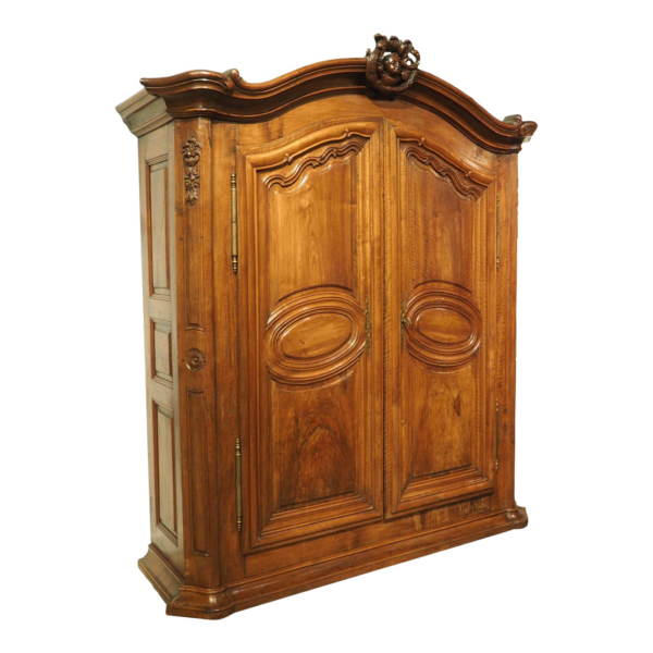 Vintage Wood Wardrobe with Carved Details