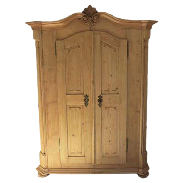 Vintage beige wood armoire with double doors by Daabadi Furniture manufacturer
