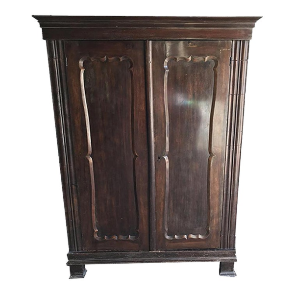 Vintage Brown Wood Wardrobe with Double Doors