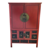 Vintage Red and Black Painted Armoire