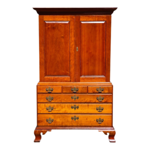 Vintage Brown Wooden Wardrobe with Drawers