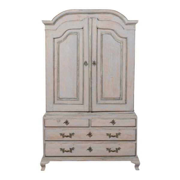 Vintage Wood Armoire with Light Gray Finish