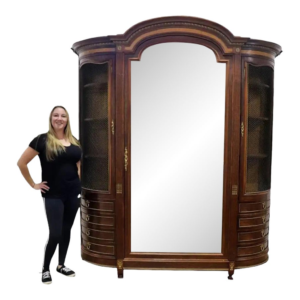 Vintage Wood Armoire with Mirror Door