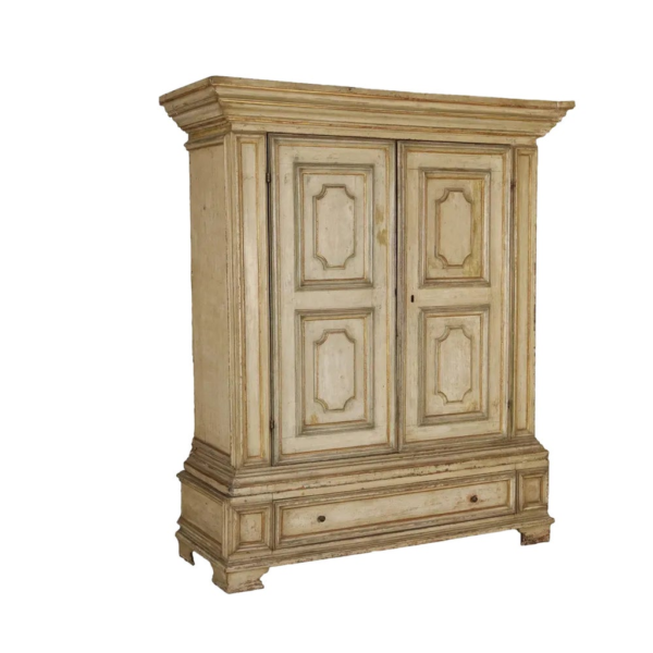 Vintage Cream Armoire with Wooden Frame