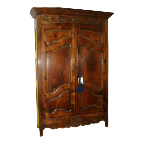 Vintage Wood Armoire with Intricate Carvings