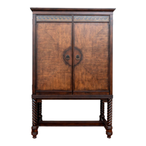 Vintage Armoire with Brown Wood and Intricate Design