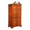 Vintage Armoire with Marquetry Inlay, Classic Wooden Armoire, Brown Wood Armoire