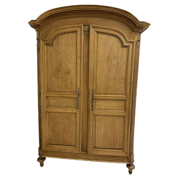 Classic Brown Wooden Armoire with Two Doors for Bedroom Storage