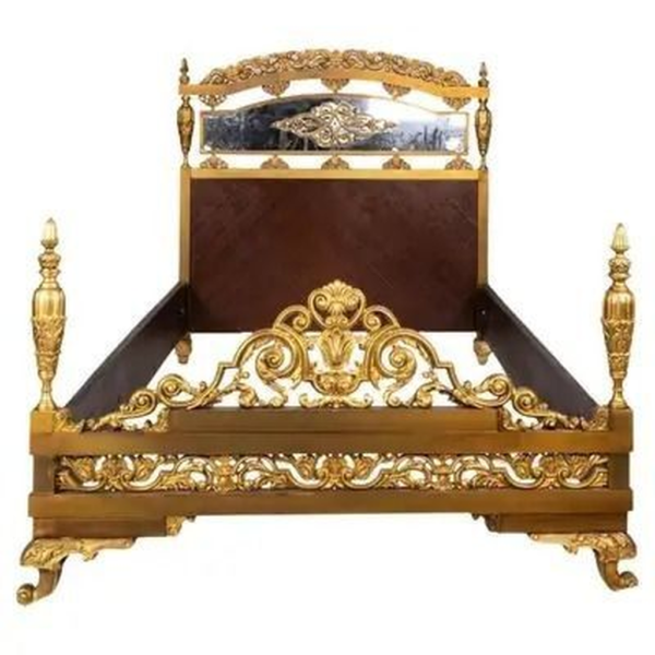 Vintage Baroque Style bed with Ornate Gold Carvings, Daabadi Furniture wholesaler