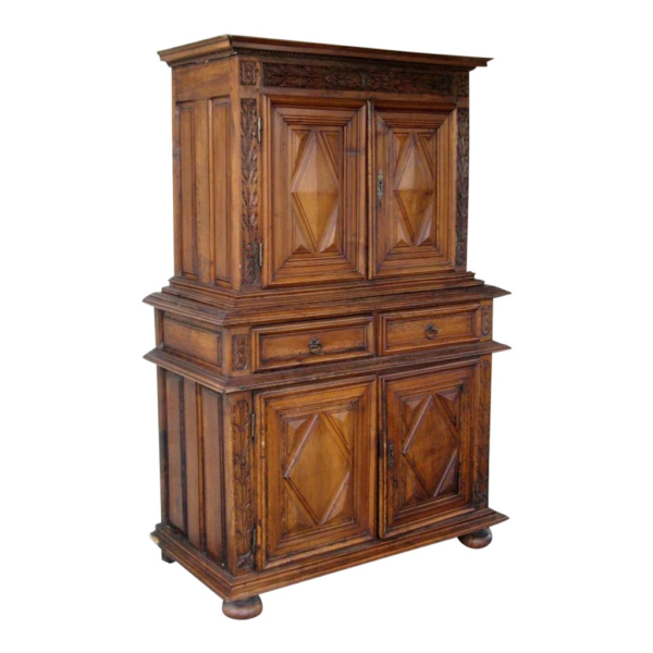 Vintage Brown Wood Armoire with Intricate Carvings