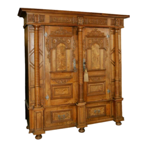 Vintage Carved Wood Armoire with Intricate Details