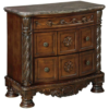 Vintage Carved Wood Nightstand with Marble Top