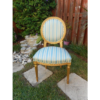 Vintage Dining Chair Gold Frame Blue and White Striped Seat