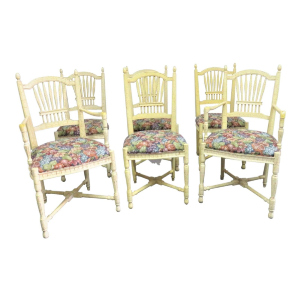 Vintage Dining Chairs with Floral Cushions