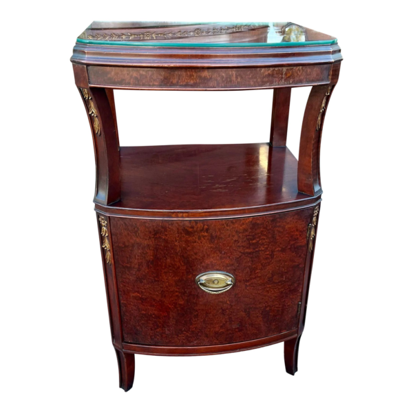 Vintage Mahogany Nightstand with Glass Top