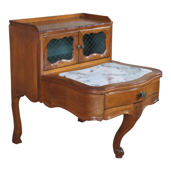 Vintage Marble Top Nightstand by Daabadi Furniture manufacturer