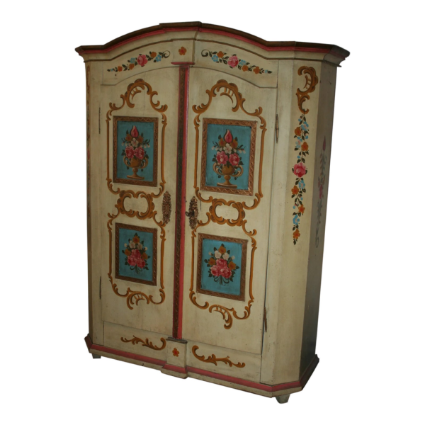 Vintage Painted Armoire with Floral Design