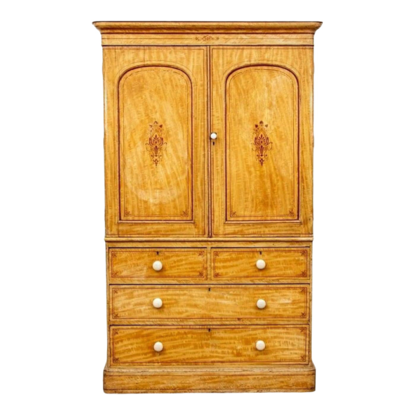 Vintage Style Armoire with Wooden Frame and Beige Finish