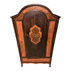 Vintage style wooden armoire with brown and orange finish