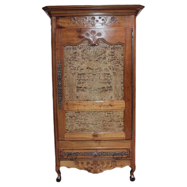 Vintage Style Wood Armoire, Brown Wood Carved Armoire